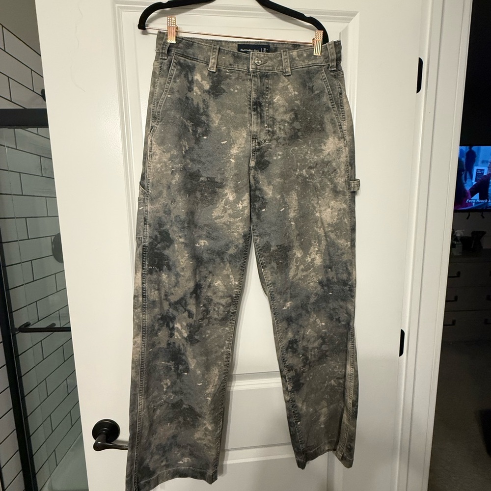Men's Washed Gray Tie-Dye Work Pants